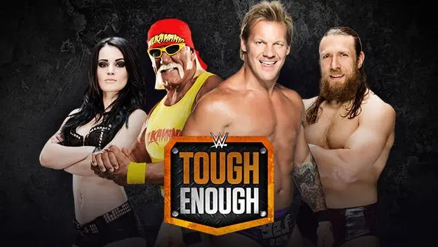 Key art for Tough Enough, with the show title and the WWE logo